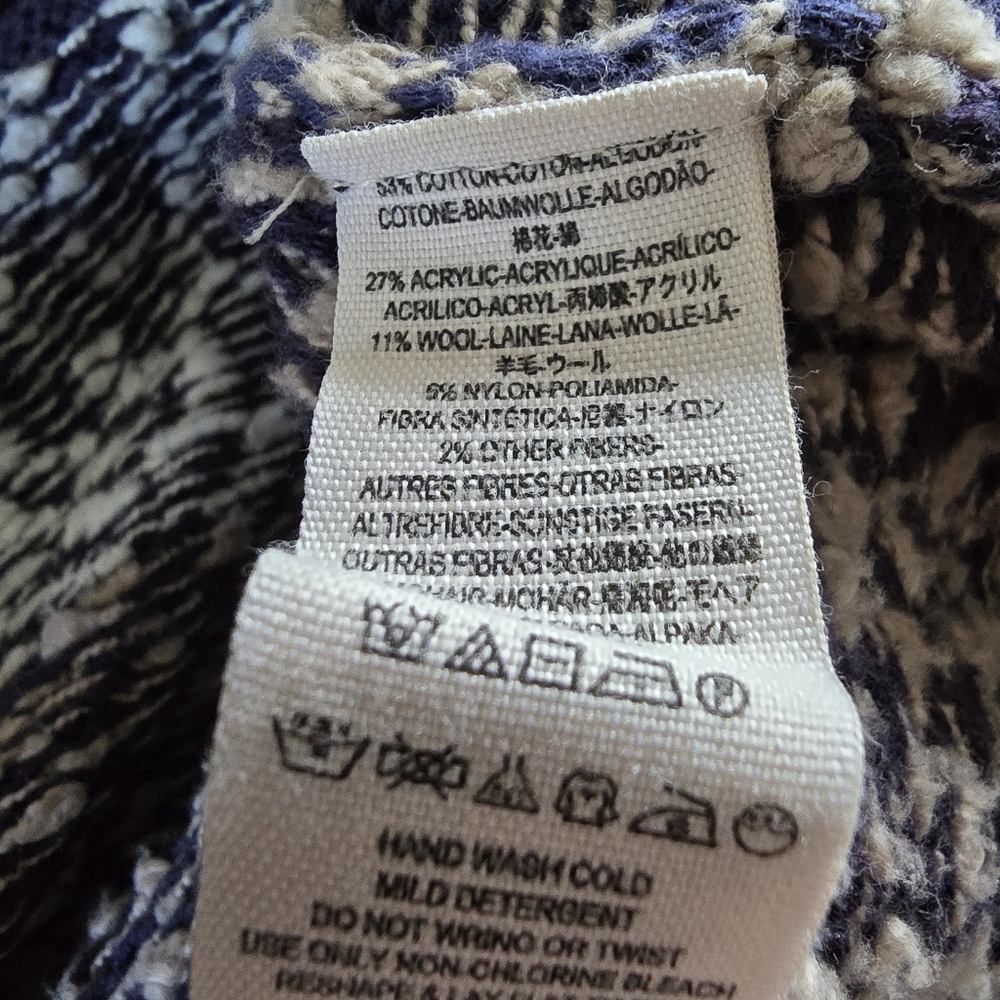Free People Patchwork Cowl Neck Oversized Knit Pullover Sweater Womens Small - Picture 10 of 11